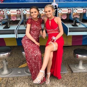 Cherry Red Backless Prom Dress